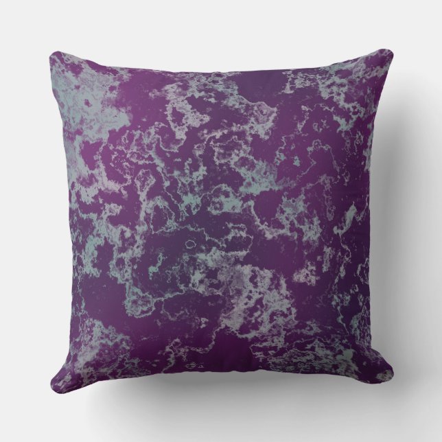 Coussin Marbre bleu et violet abstrait (Verso)
