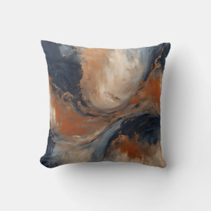 Coussin Marbre bleu marine orange bleu clair tourbillonnan