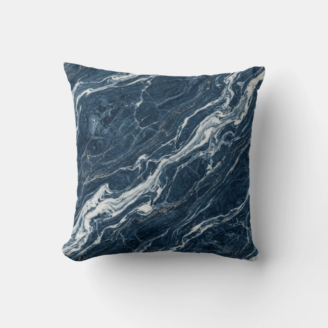 Coussin Marbre Bleu Stone Moderne Luxe Esthétique (Recto)