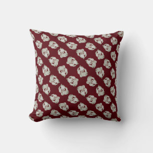 Coussin Marbre brisé abstrait art moderne prune blanche