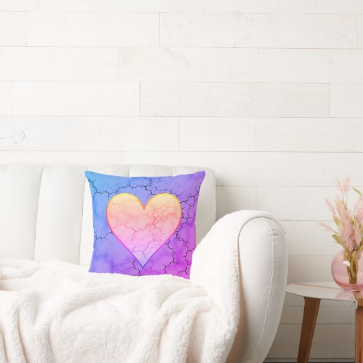 Coussin Marbre Coeur arc-en-ciel mignon (Canapé)