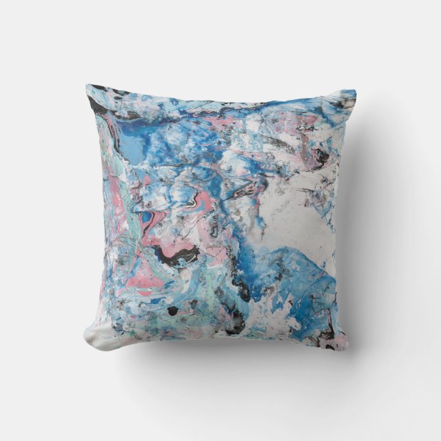 Coussin Marbre Couleurs rose bleu violet blanc Abstrait (Recto)