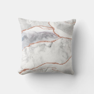 Coussin Marbre d'agate doré rose blanc de luxe