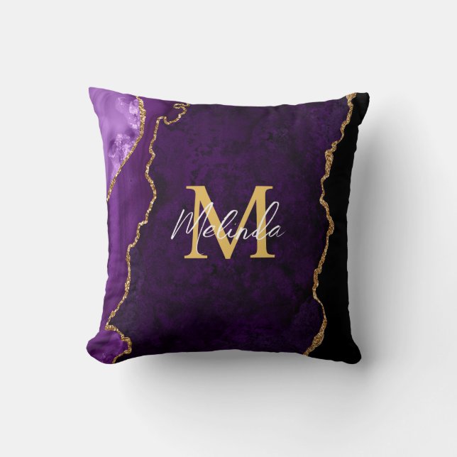 Coussin Marbre d'agate violet et or (Recto)