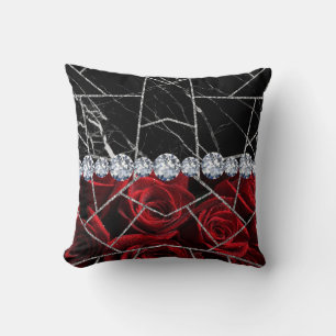 Coussin Marbre d'argent blanc Rose Parties scintillant noi