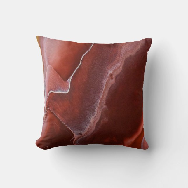 Coussin Marbre de Burgundy Red Rock Pierre Abstrait Maroon (Recto)