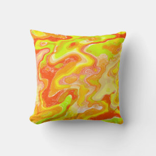 Coussin Marbre de lave orange Texture topographique Abstra