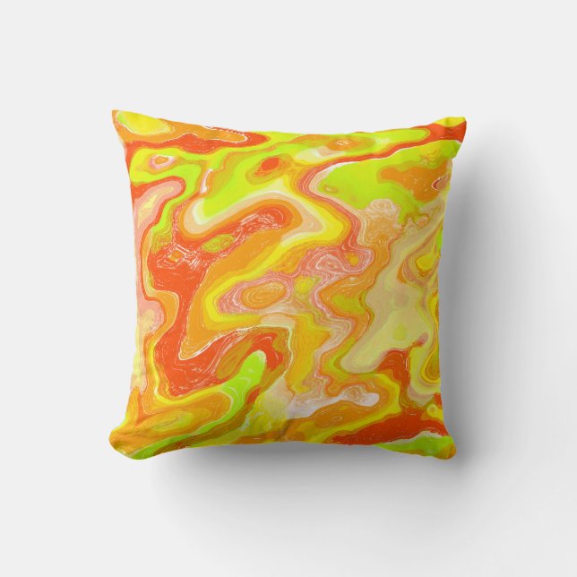 Coussin Marbre de lave orange Texture topographique Abstra (Recto)