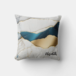 Coussin Marbre de pierre de turquoise blanche Cool or