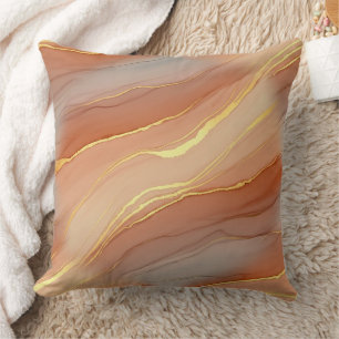 Coussin Marbre de Veine d'Or Terracotta - Luxe Chaud (5)
