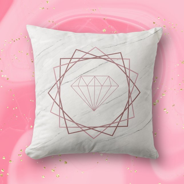 Coussin Marbre diamant géométrique rose or (Créateur téléchargé)