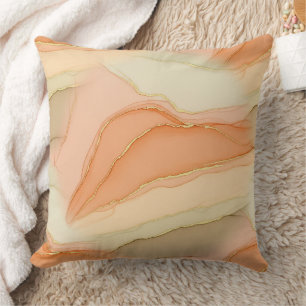 Coussin Marbre Doré Abstrait Chaud Neutre Organique