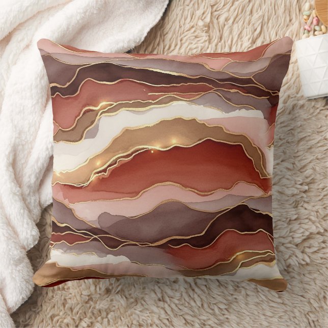 Coussin Marbre doré marron rouille Contemporain (Couverture)