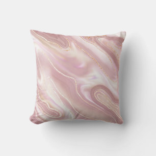 Coussin Marbre élégant : texture or rose