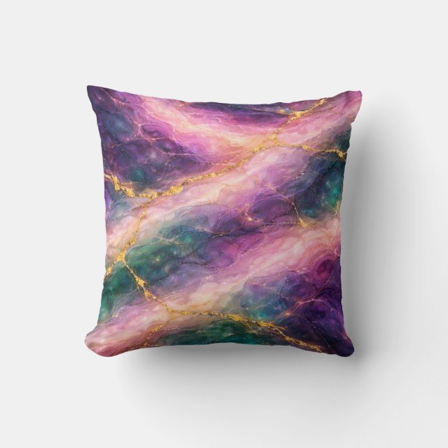 Coussin Marbre Enchanté avec Veines Dorées (Recto)