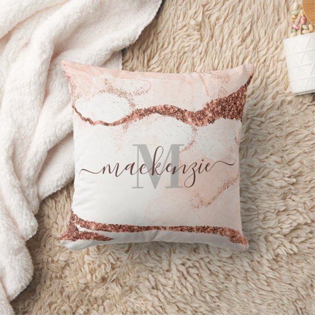 Coussin Marbre et Parties scintillant or rose (Couverture)