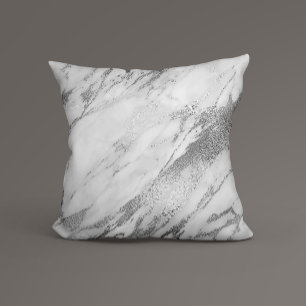 Coussin Marbre fascinant argenté gris blanc