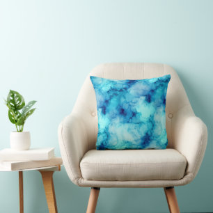 Coussin Marbre fluide bleu océan sarcelle aqua