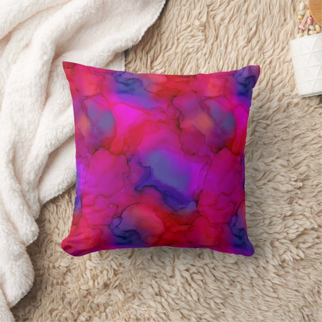 Coussin Marbre fluide néon magenta rose bleu violet (Couverture)