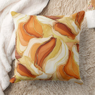 Coussin Marbre fluide taupe or pierre abstraite