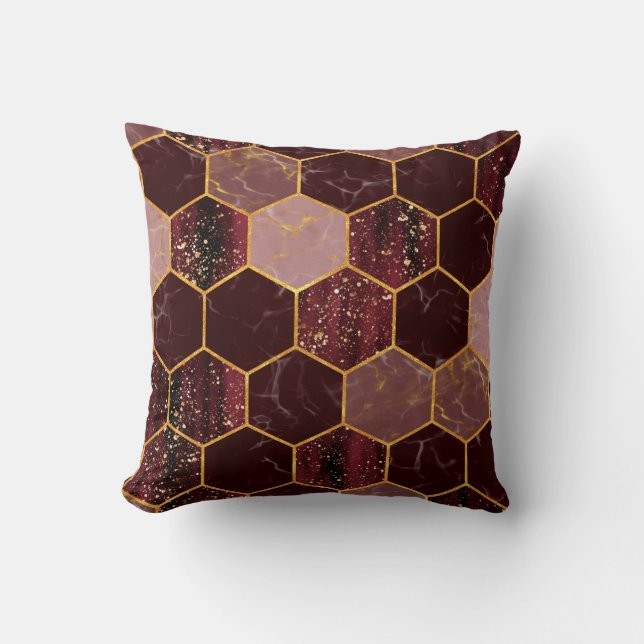 Coussin Marbre hexagone texture transparente avec or (Recto)
