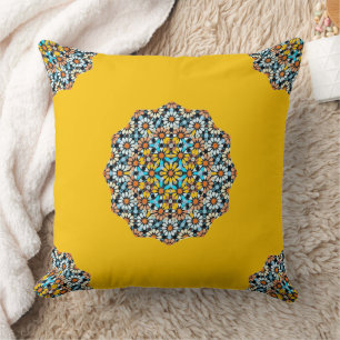 Coussin Marbre jaune et turquise Mosaïque marocaine