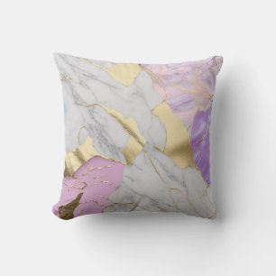 Coussin Marbre Lavande et Or Luxe