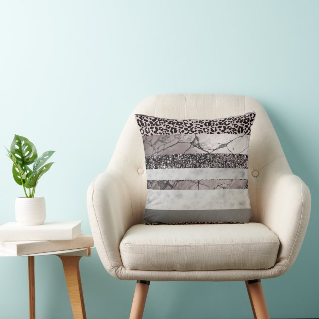 Coussin Marbre léopard pailleté rayures glamour 1 (Chaise)
