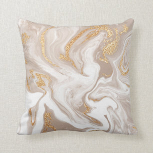 Coussin Marbre liquide beige avec or brillant