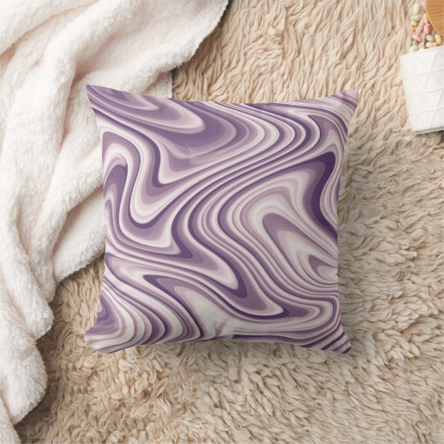 Coussin Marbre Liquide Violet Abstrait (Couverture)