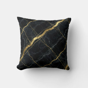 Coussin Marbre Moderne Noir + Luxe Or
