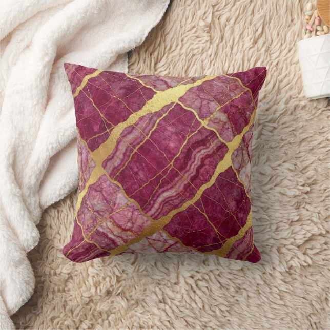 Coussin Marbre Moderne Rose + Luxe Or  (Couverture)