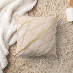Coussin Marbre Moderne Rose + Luxe Or 