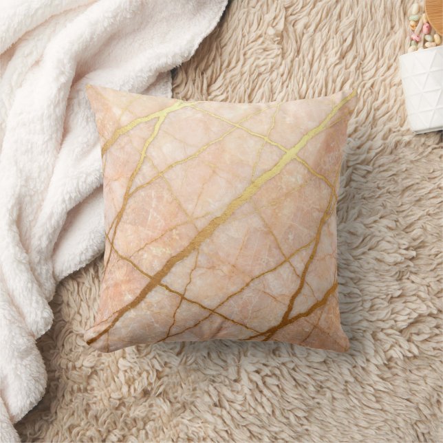 Coussin Marbre Moderne Rose + Luxe Or  (Couverture)