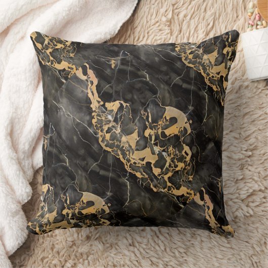 Coussin marbre noir avec texture or (Couverture)