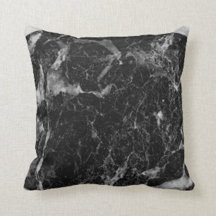 Coussin Marbre Noir Blanc & Argent Moderne Glamour