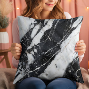 Coussin Marbre noir et blanc de luxe