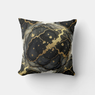 Coussin Marbre Noir et Blanc + Luxe Or