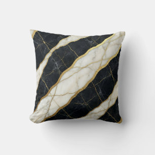 Coussin Marbre Noir et Blanc + Luxe Or 