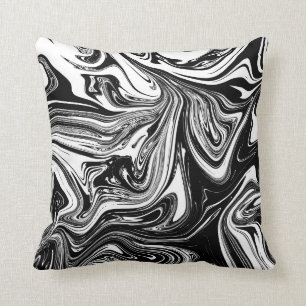 Coussin Marbre noir et blanc tourbillonnant élégant chic t