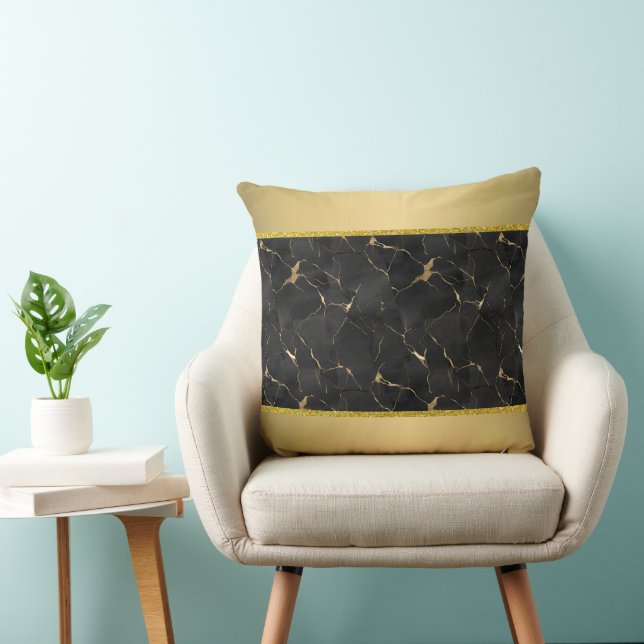 Coussin Marbre noir et or Luxe  (Chaise)