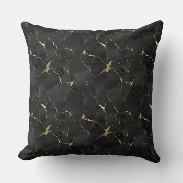 Coussin Marbre noir et or Luxe  (Recto)