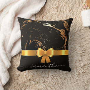 Coussin Marbre noir et ruban
