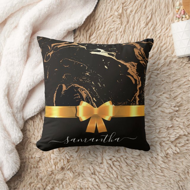 Coussin Marbre noir et ruban (Couverture)