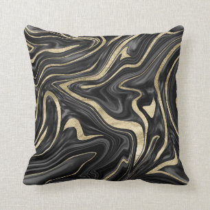 Coussin Marbre noir gris blanc or #1