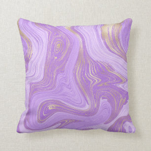 Coussin Marbre pastel violet avec lavande de texture or