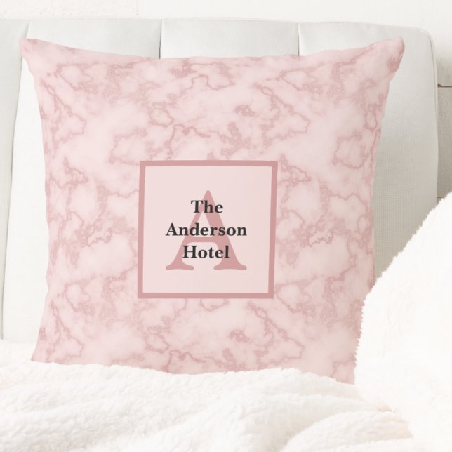 Coussin Marbre rose Faux (Faux Pink Marble Throw Pillow by Leapfroglisics Shop)