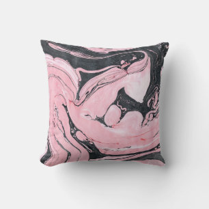 Coussin Marbre rose noire : Art Abstrait