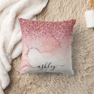 Coussin Marbre rose Parties scintillant