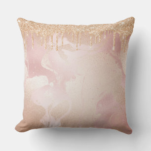 Coussin Marbre Rosegold Blush avec Droplets Parties scinti